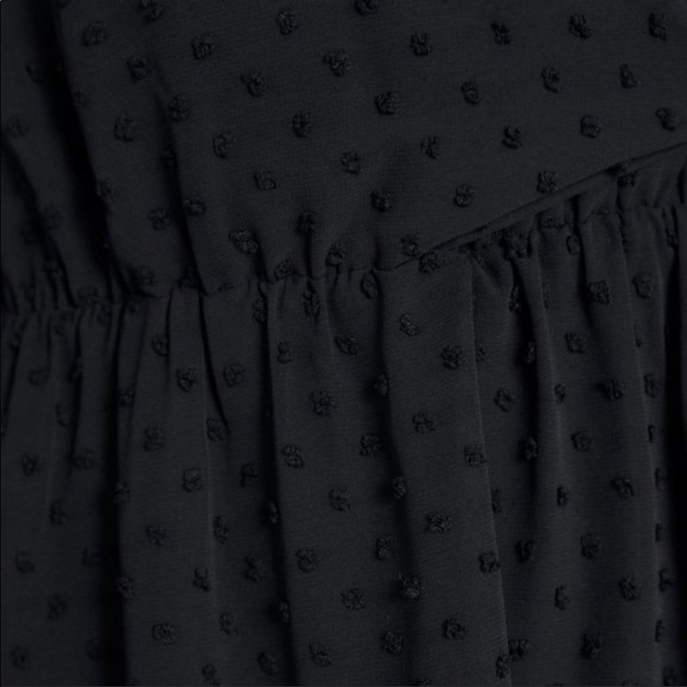Black SwissDot Side Tie Ruffle Mini Jumpsuit Dress - Picture 9 of 13